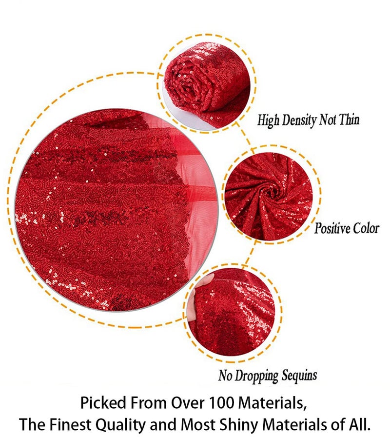 ShiDianYi Sequin Fabric 6 Feet Sparkly Fabric by The 2 Yards-Red Around The World Party Decorations -0818S - Image 3